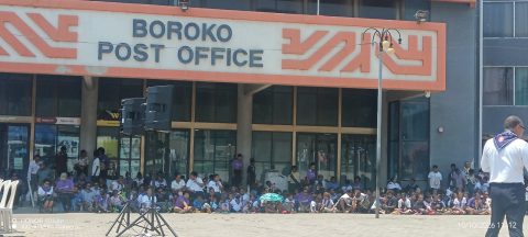 Adventures, Parthfinders and Youths seated at venue. Boroko Post Office
