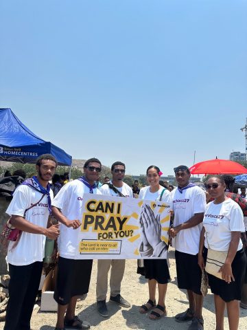 Students after praying for the people.