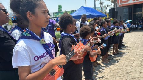 Ukulele Ministry performing during the OneVoice 2027 at Boroko in Port Moresby.